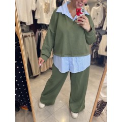 Plus Size Σετ Φόρμας με ενσωματωμένο πουκάμισο