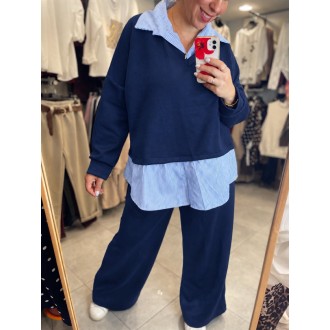 Plus Size Σετ Φόρμας με ενσωματωμένο πουκάμισο