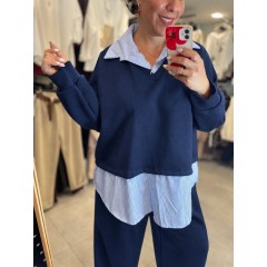 Plus Size Σετ Φόρμας με ενσωματωμένο πουκάμισο